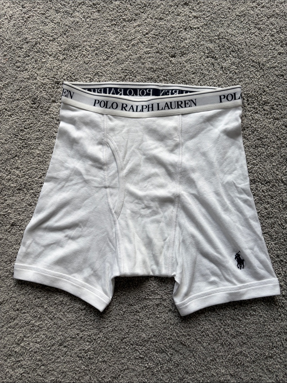Polo by Ralph Lauren White Boxer Briefs with Navy Logo